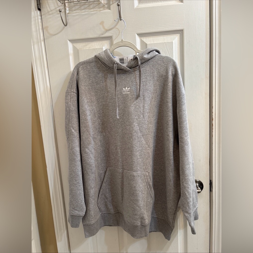 Adidas Heather Gray Hoodie with Drawstring